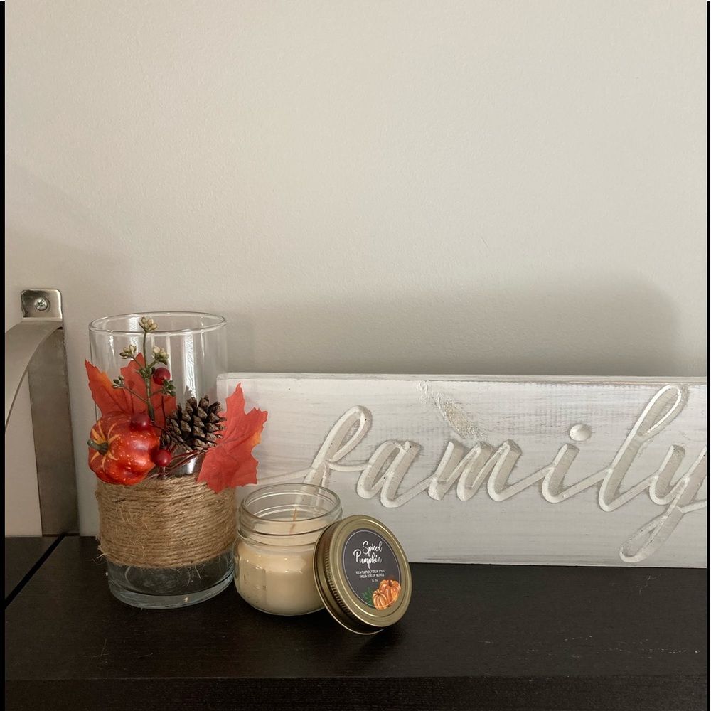 Rustic autumn glass decorative vase - Picture 1 of 6
